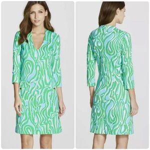 Lilly Pulitzer Charlena Shift Dress Green Resort White Finders Keepers Sz Large